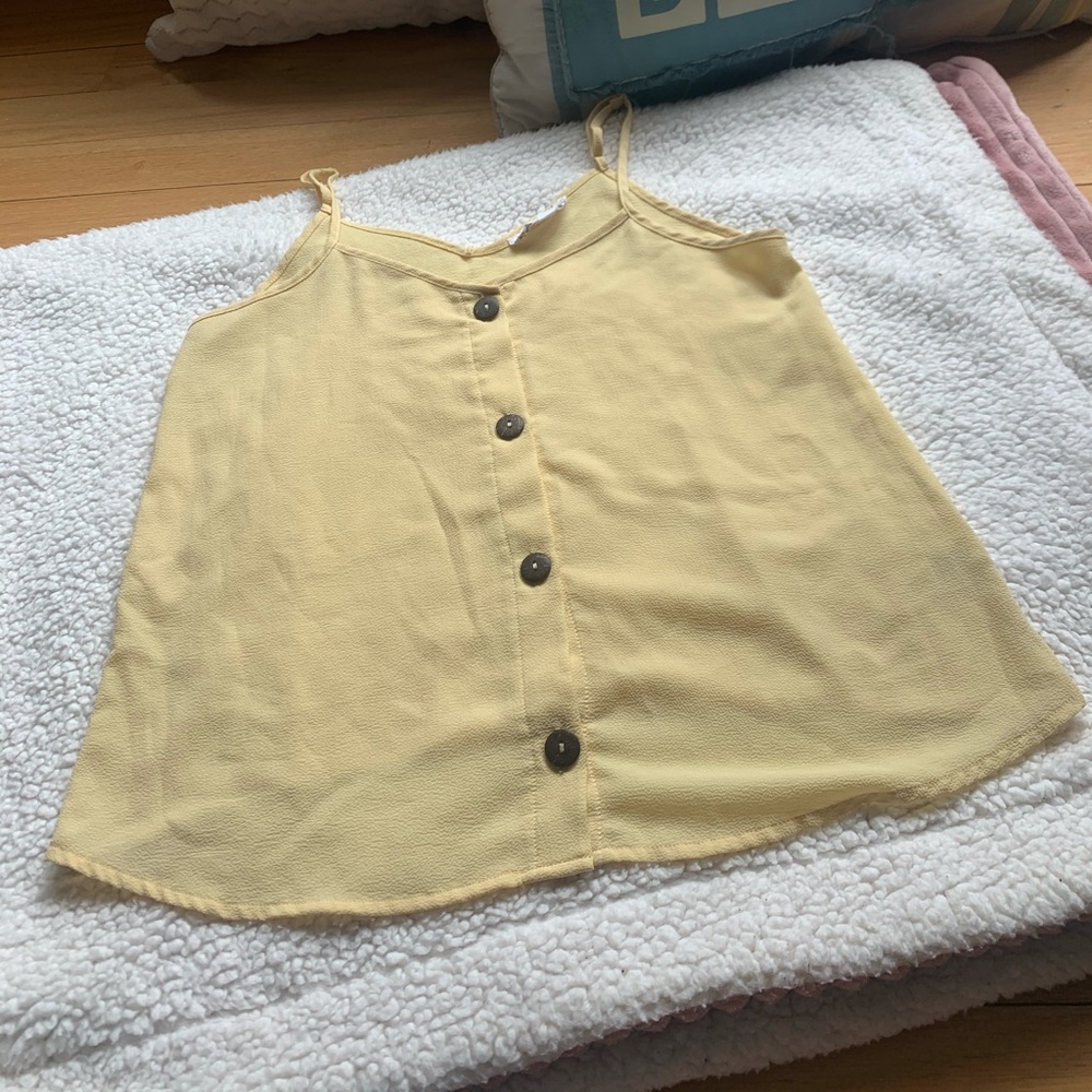 “Pink Rose” Yellow Button Tank